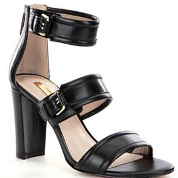 Louise Et Cie 'Gisabel' Leather Ankle Strap Sandal BLACK Zipper US 6M EU 36 - Picture 1 of 8
